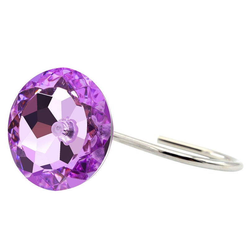 BEAVO Acrylic Fashion Decorative Home Rolling Purple Shower Curtain Hooks Rhinestones Bathroom Bath Baby Room Bedroom Living Room Decor Set of 12 Rings (Purple) - Image 4